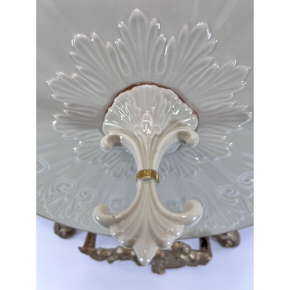 Lenox Ivory China Chateau Center Handle‎ Sandwich Tidbit Dessert Tray 24 K Gold - Picture 4 of 12